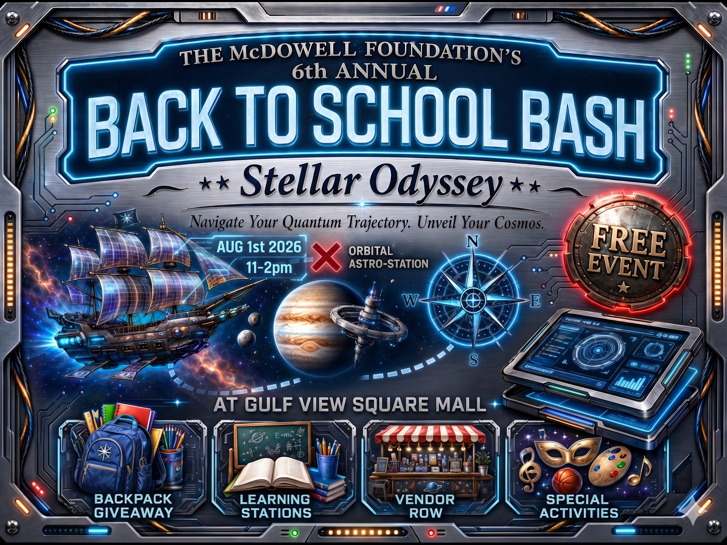 McDowell Foundation Back to School Bash — volunteers and costumed characters